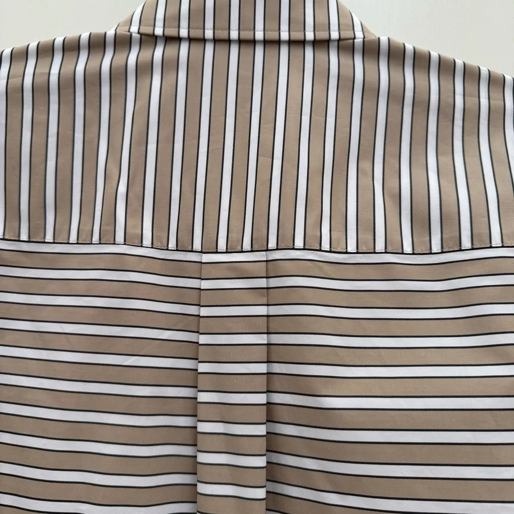 NWT Lafayette 148 New York Oversize Stripe Cotton Button-Up Shirt - Picture 12 of 16